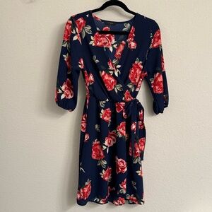 Floral Faux Wrap Dress